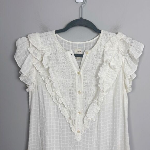 LA VIE | REBECCA TAYLOR Off White Checkered R
Layer Dress Women’s Size X-Small - Picture 6 of 12